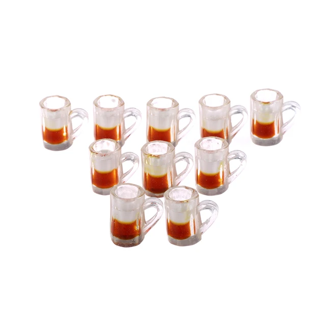 10 Pcs/set 1:12 dollhouse miniature kitchen beer glass food drink cups mug bar decor child pretend toys doll house accessories 2