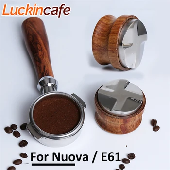 

Espresso coffee machine stainless steel accessories bottomless filter bracket solid wood Portafilter E61Nuova 58MM