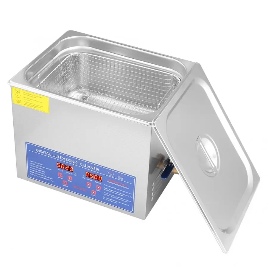 

10L 250W Digital Cleaning Machine Ultrasonic Cleaner Bath Tank Timer Heated Machine with Control Valve PS-40A