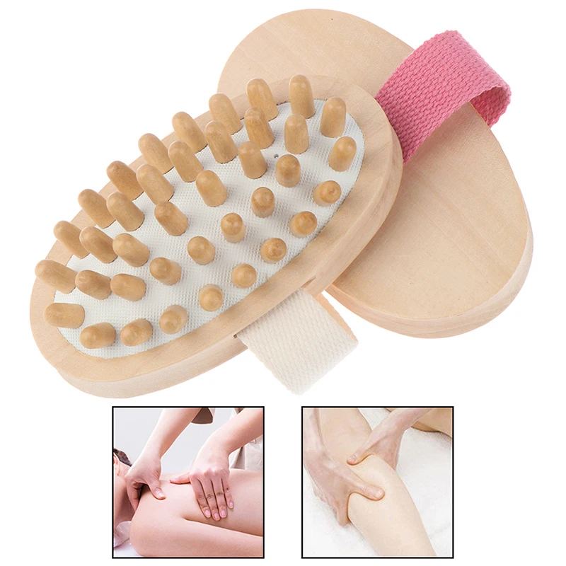 1pc Hand-Held Wooden Body Brush Massager Cellulite Reduction Relieve Tense Muscles Massage Tool
