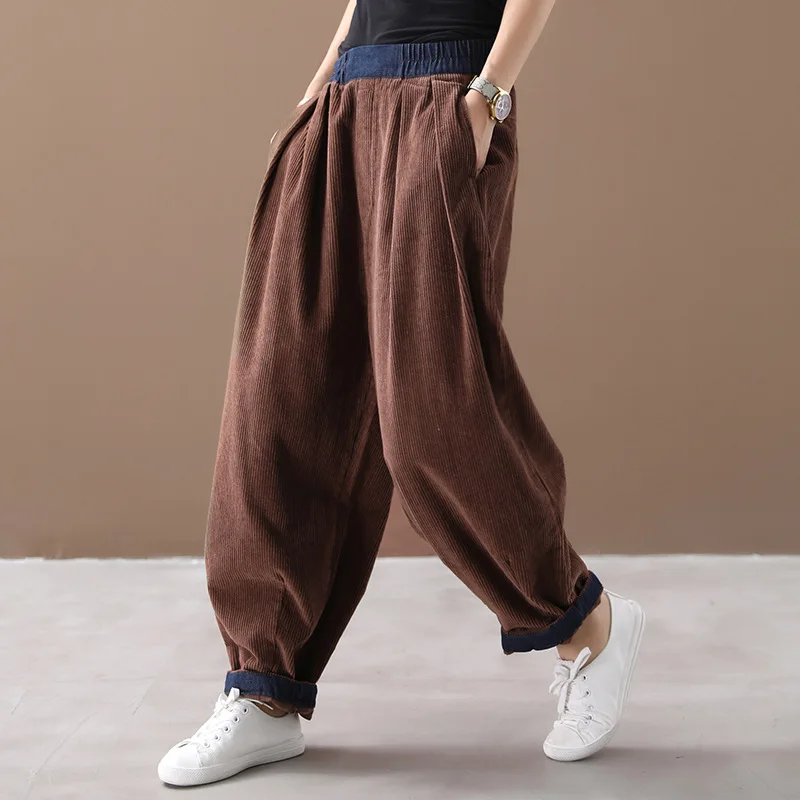 

autumn new loose literary retro corduroy casual pants female 60124-1 lpp
