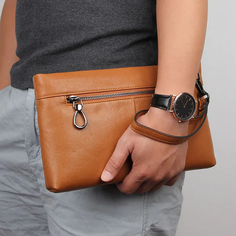 leather clutch with strap