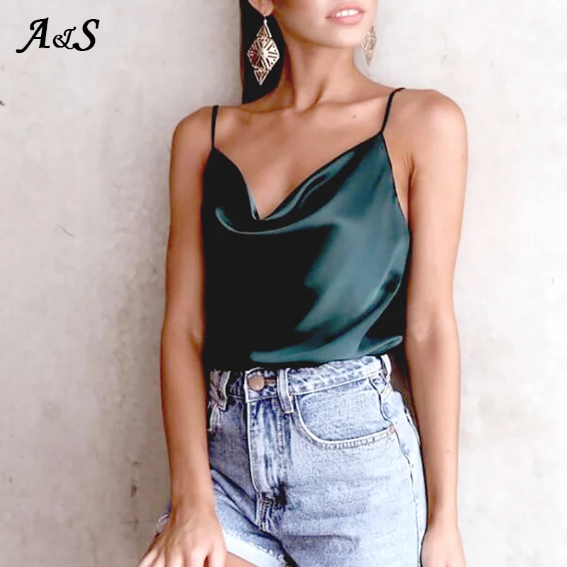 Женский шелковый атлас Camis простой леопард зерна без рукавов Strappy Camisole жилет майка футболка осенний костюм повседневная женская одежда
