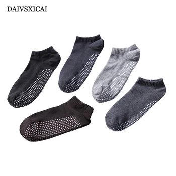 

3Pairs/lot=6pieces Paragraph Rubber Socks Fashion Mens Polyester Cotton Non-Slip Sports Socks Invisible Male