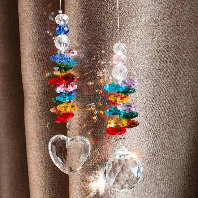 H&D 2 -Es Készlet, Crystal Suncatchers Rainbow Maker Chakra Prizms Függő Medál Ablak Naplója Otthoni Kerti Dekorációs Ajándékhoz - Image 2