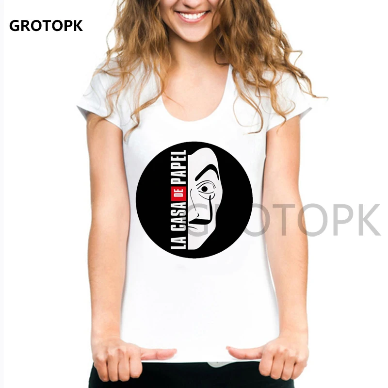 

Funny Design La Casa De Papel T Shirt Women T Shirt Money Heist Tees Tops House of Paper TV Series Tshirts Short Sleeve T-Shirt