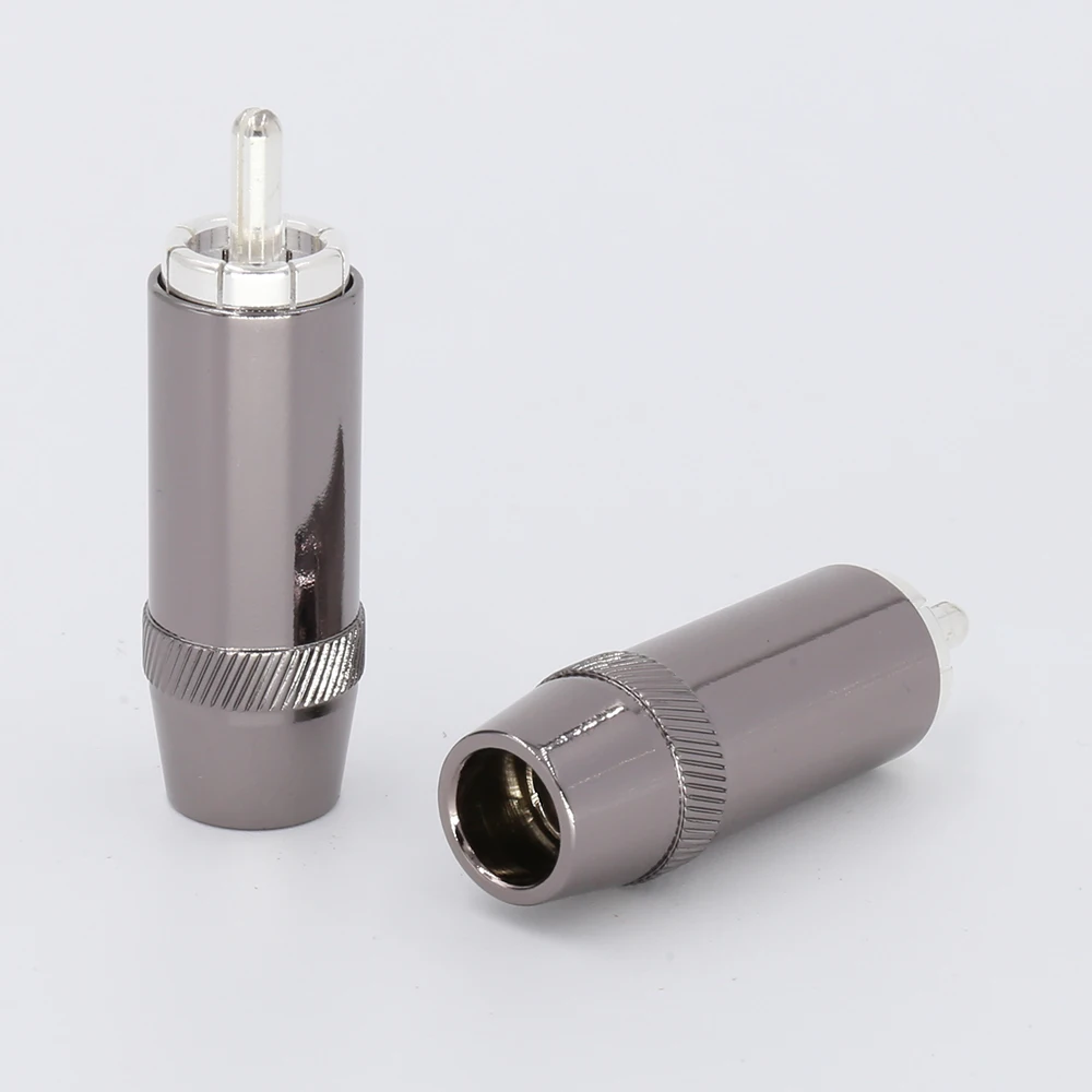Audiocrast 4PCS 실버 도금 RCA 오디오 플러그 8mm 케이블 실버 커넥터 HIFI 품질 사운드 전송