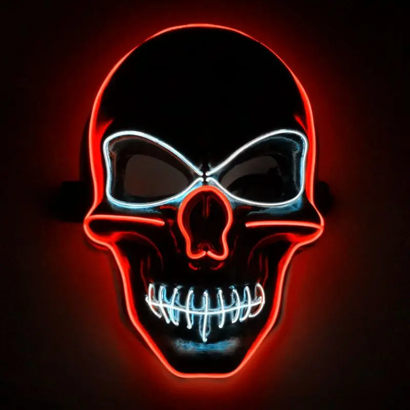 EL Cold Skull Halloween Mask Led Glowing Mask Street Dance Ghost Face Mask Bar Party Performance Horror Night Light Mask