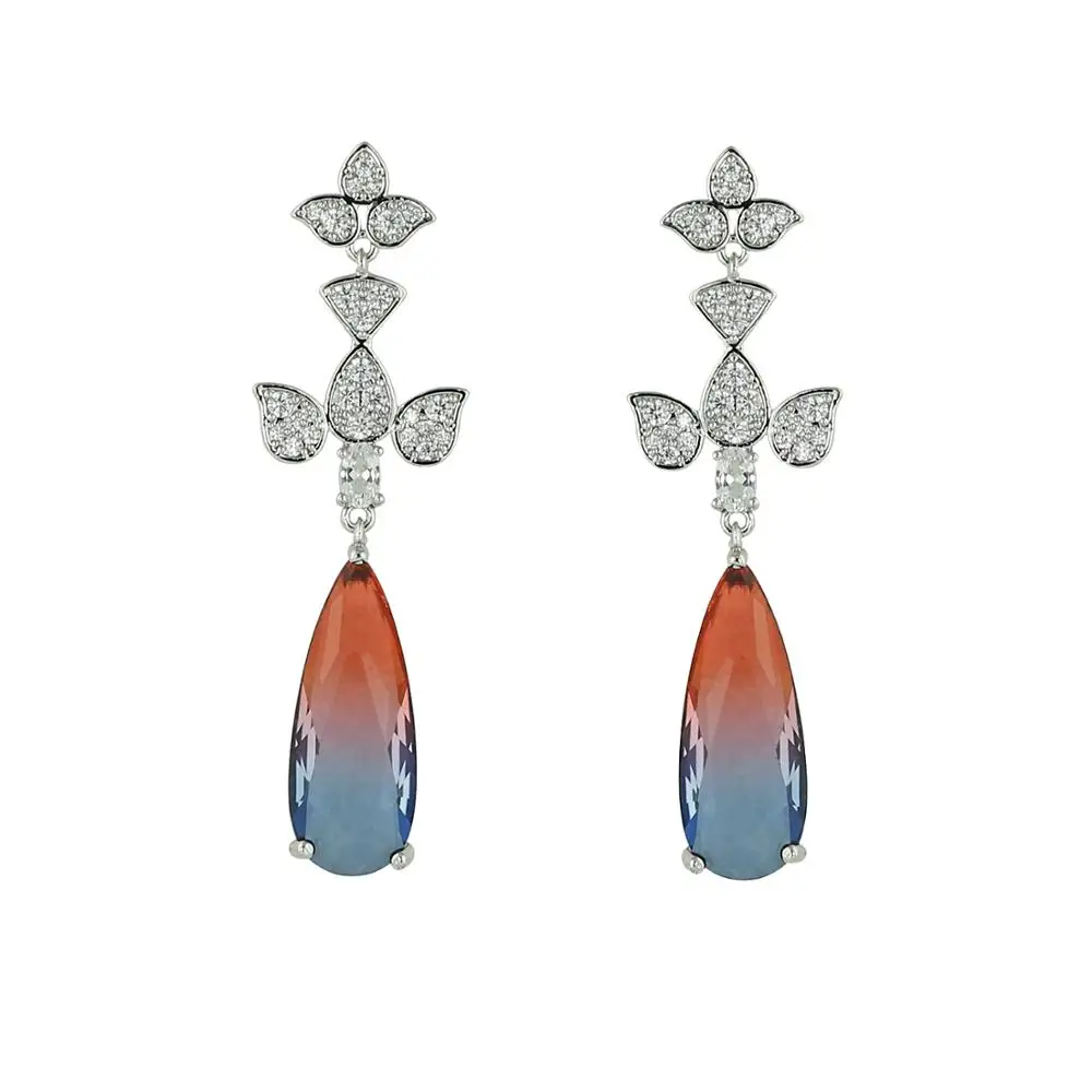 

Candy Cubic Zircon CZ Wedding Drop Dangle Earring for Bridal Women Girl Prom Jewelry with 925 Silver Pin