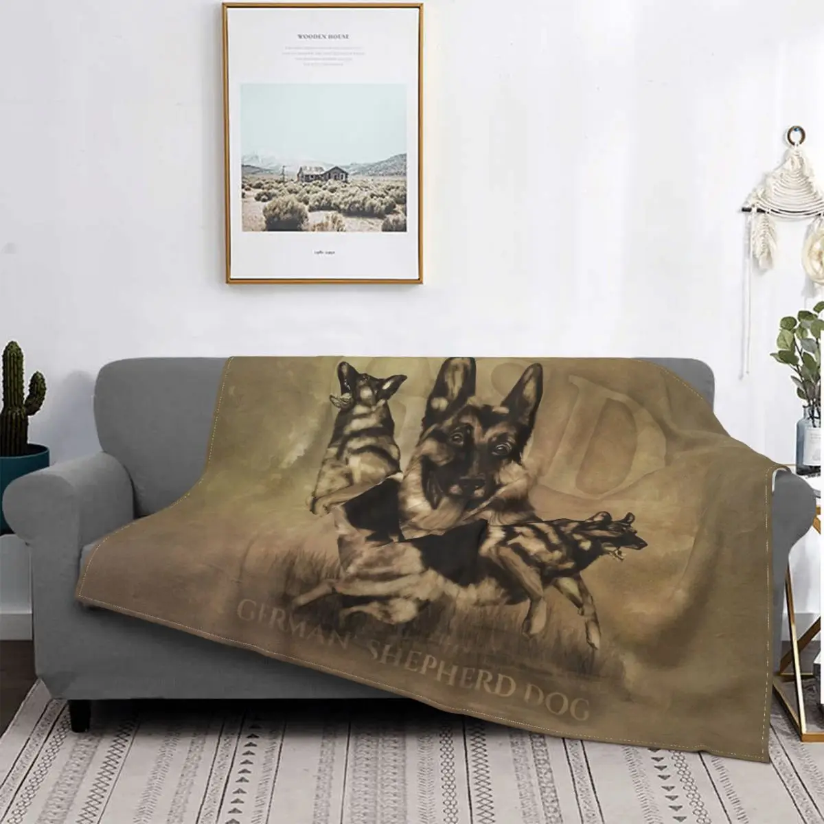 

German Shepherd Dog GSD Collage Blanket Fleece Autumn Animal Lover Portable Warm Throw Blankets for Bedding Bedroom Bedspreads