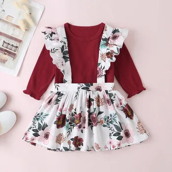 

Winter 2020 Girls Dress Girls Summer Cute Dress Cotton Long Sleeve O Neck Print Floral Red Casual A-line Dress Vestidos 0M-18M