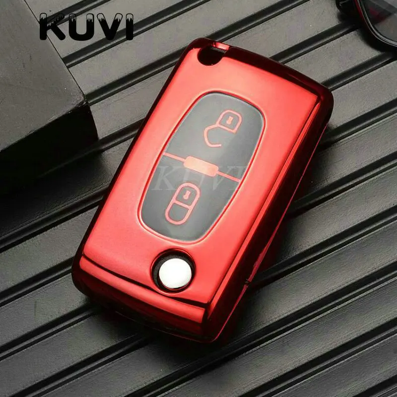 Soft TPU Car Key Fob Case Cover Protector for Peugeot 107 206 207 307 308 406 for Citroen Xsara Picasso C2 C3 C4 C5 C6 C8 key case,key case cover,car key shell