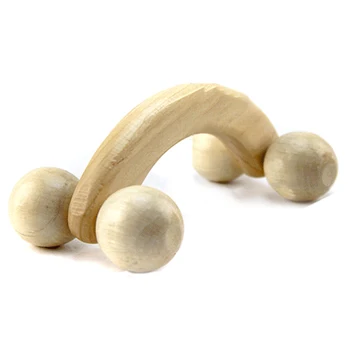 

Shoulders Durable Wooden Unisex Portable Body Classic Carved Manual Bend Handle Pain Relief Massage Roller Home Comfortable