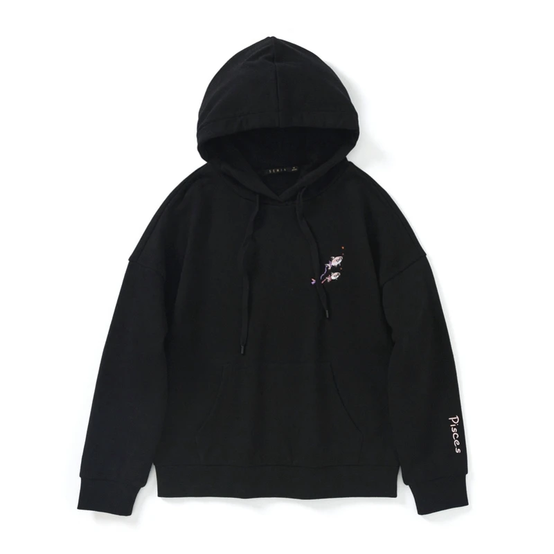 black SEMIR толстовки женские осенние новые свободные негабаритные корейские куртки с капюшоном ins honey пуловер с длинным рукавом толстовки - Цвет: black