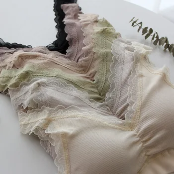 

Spring and Summer New Style Women's Lace Edge V-neck Bra Seemless Beauty Back Underwear Seamless Sleep Sports