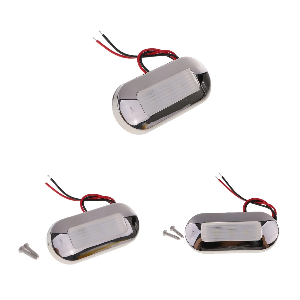 3 Packs 12V Boat LED Oblong Oval Surface Mount Courtesy Accent Light White