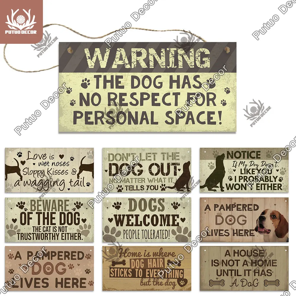 

Putuo Decor Dog Love Gifts Wood Plaque Sign Friendship Wooden Pendant for Dog House Decor Home Decoration Wooden Pet Plaque