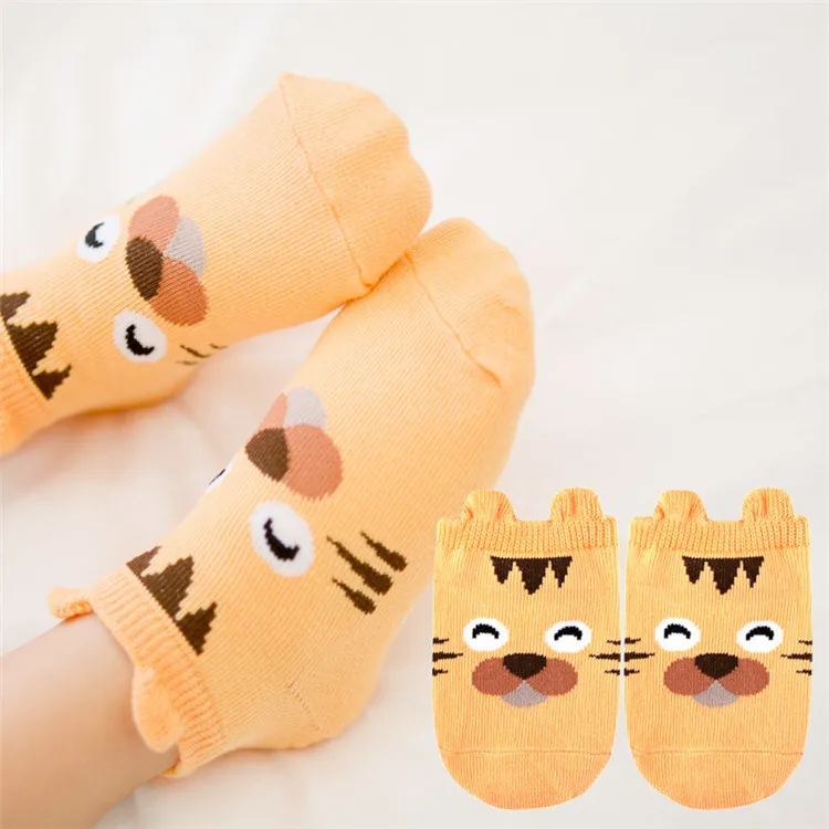 yellow tiger Новинка! Коллекция года, весенне-осенне-зимние хлопковые носки для малышей нескользящие носки-тапочки с рисунком для новорожденных мальчиков и девочек возрастом до 24 месяцев - Цвет: yellow tiger