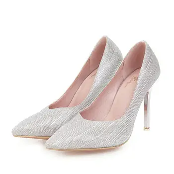 

Fashion Shiny Shoes Women Slip ons Spring Summer Pumps Zapatos De Mujer Biggest Size 48 Woman Party Shoes Bride Ladies High Heel