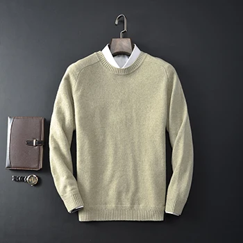 Zhili мужской базовый пуловер шерстяной свитер - Цвет: Light Green