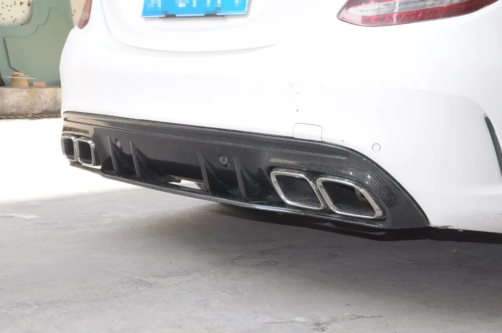 C63 Стильный автомобильный Стайлинг из углеродного волокна задний бампер диффузор сплиттер для Mercedes BENZ C CLASS W205- AMG C43 C63