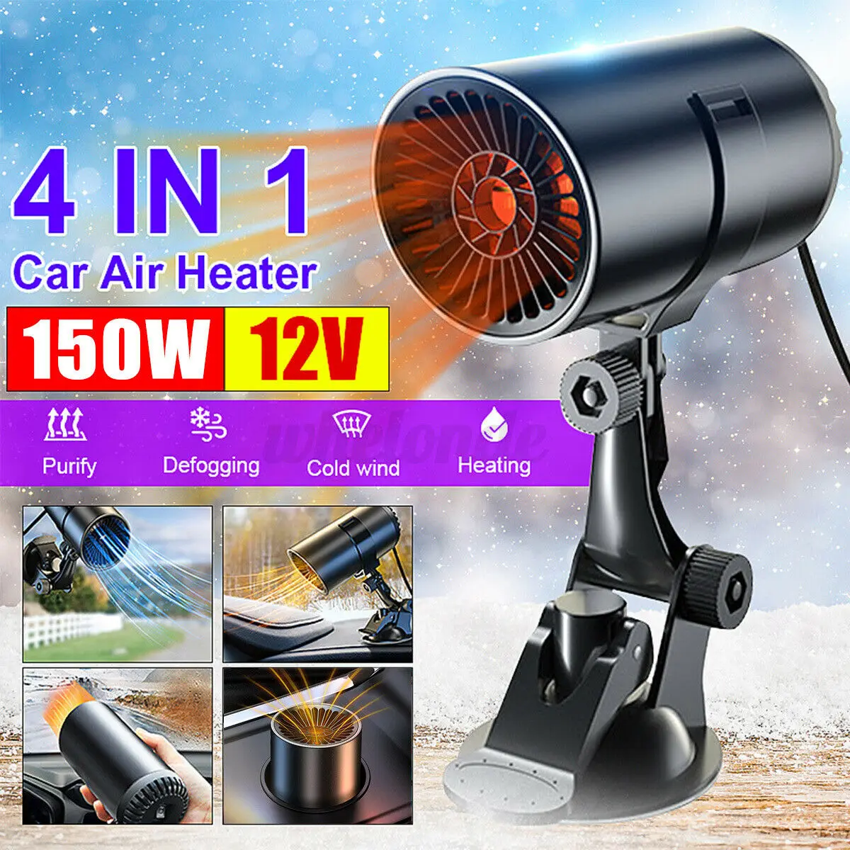 Cup Shaped Auto Heater 12V Vehicle High Power Windshield Defogger Defroster  2 in 1 Plug Car Heater Cooling Fan with Bracket _ - AliExpress Mobile