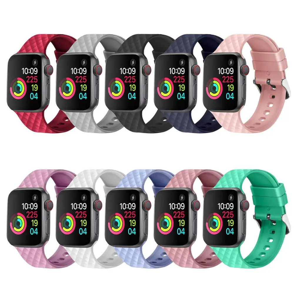 Силиконовый ремешок для Apple watch 5 ремешок 44 мм 40 мм iwatch ремешок 38 мм 42 мм ромбический узор pulseira ремешок для часов Apple watch 4 3 2 1 38