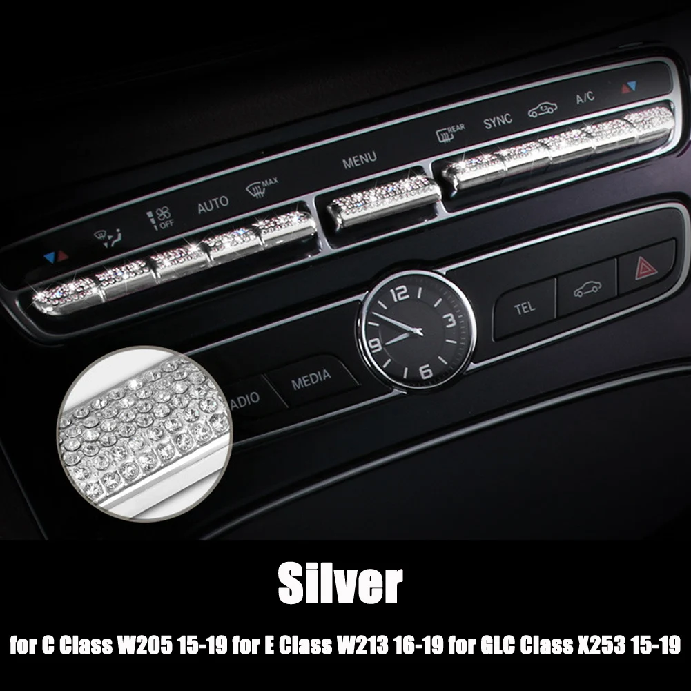 For Mercedes Benz C E GLC Class W205 W213 X253 Car Accessories Interior Center Control Air Condition Buttons Diamond Cover Trim For Mercedes Benz C E GLC Class W205 W213 X253 Car Accessories Interior Center Control Air Condition Buttons Diamond Cover Trim