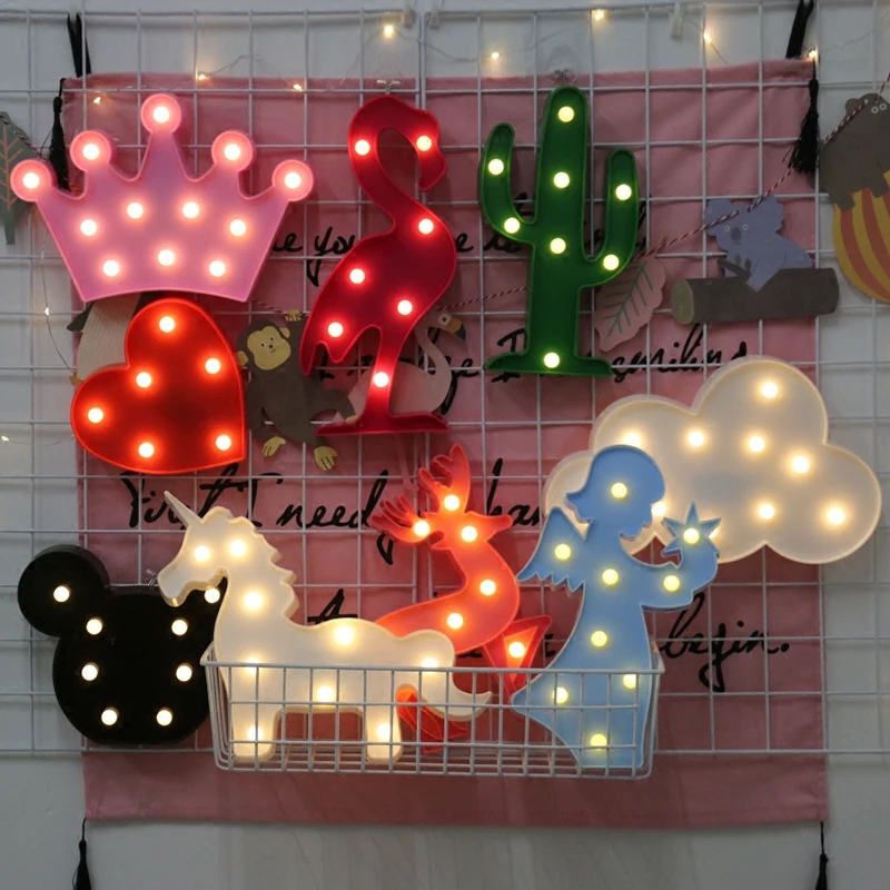 Светодиодная гирлянда с короной и облаком в виде животных ночник питанием от