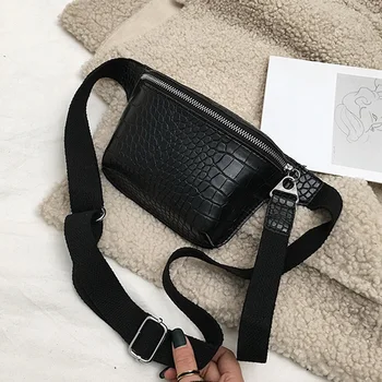 

Women Clutch Zipper Closure Crocodile Pattern Messenger Casual Summer PU Leather Cross Body Fashion Adjustable Belt Waist Pack