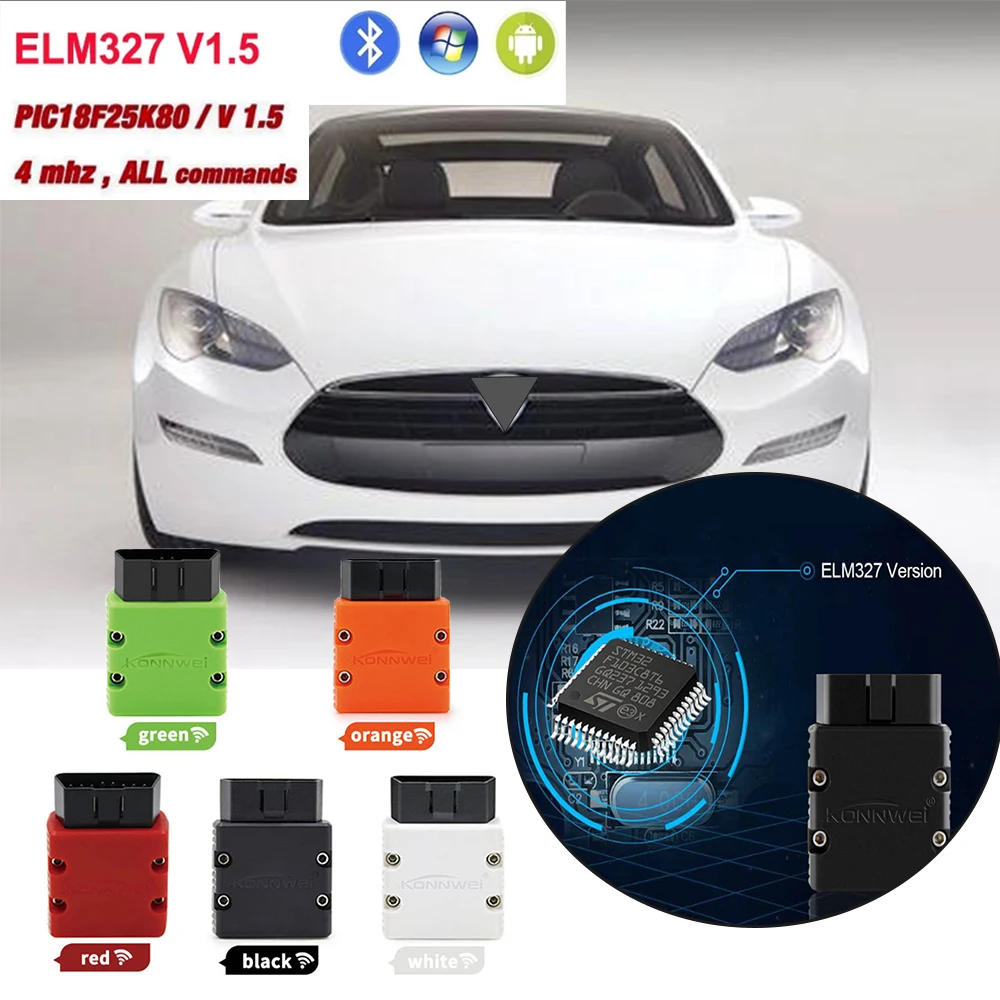 Colorful OBD2 ELM327 Scan Bluetooth Interface Diagnostic Tools Scanner Car Code Reader For Tesla MODEL S 3 X Y | Автомобили и
