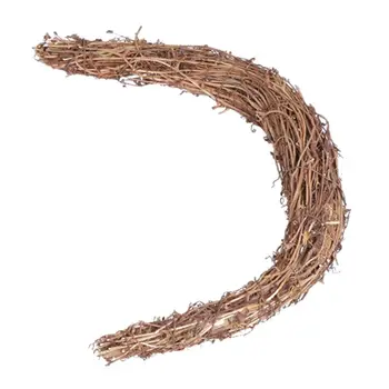 

Easter Wooden Moon Shape Garland DIY Handmade Decorative Naked Ring Wreath Decor hand-woven, long-lasting for Christmas, Easte
