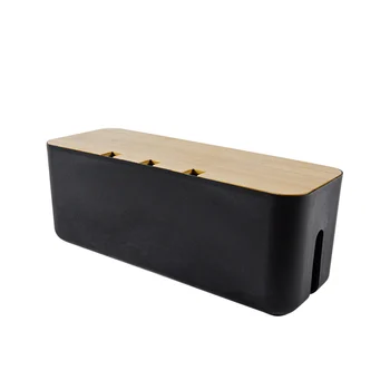 

Save Space Office Entertainment Centers Bamboo Lid Heat Dissipation Cable Management Box Home 3 Holes Power Strips Storage Case