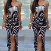 Fashion Women Summer Striped Slim Off Shoulder Sexy Dress Party Long Strapless Maxi Dress gown Dresses New Arrival