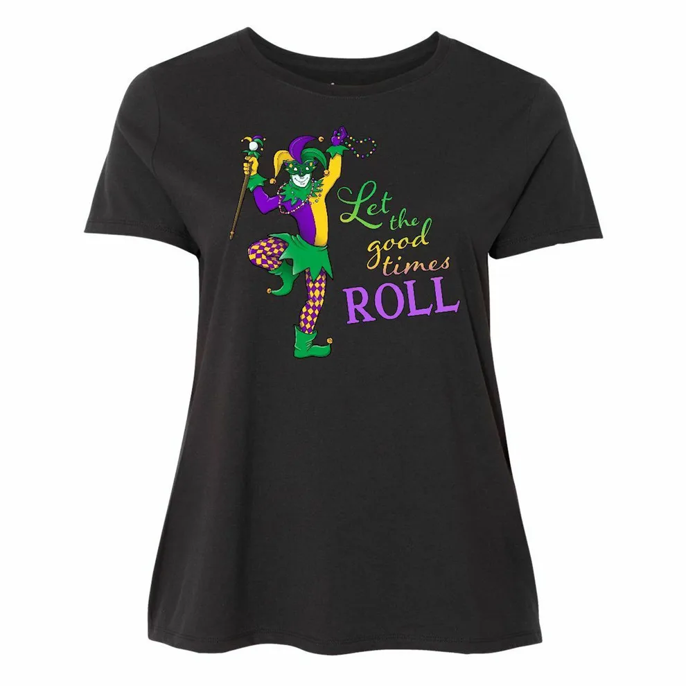 Inktastic Let The Good Times Roll Mardi Gras Jester женская футболка размера плюс на заказ | Мужская