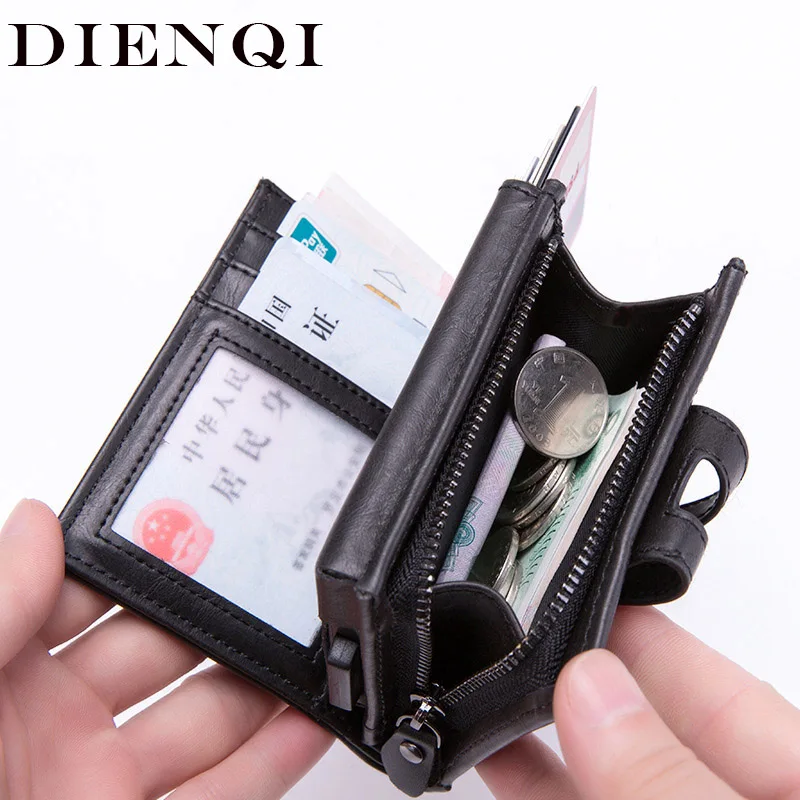 Mens Womens RFID Leather ID Credit Card Holder Pocket Protector Zipper Wallet