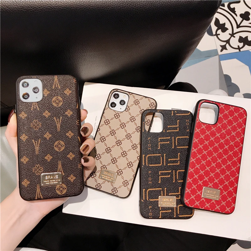 

Luxury Brand Square Flower Hard leather Soft border phone case for iphone 12 X XR XS MAX 7 8 6 S plus 7plus 10 11 Pro back cover