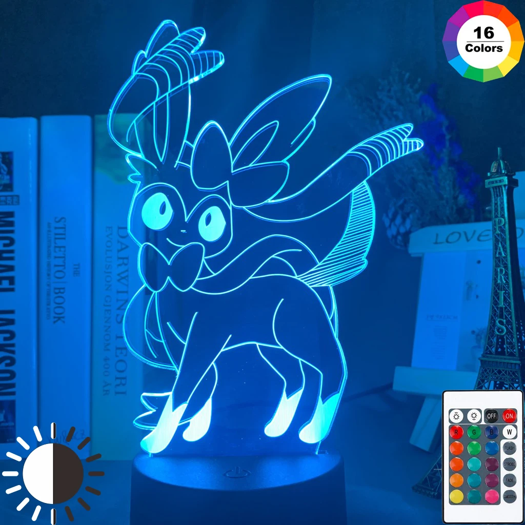 

3D Optical Lamp Game Go Sylveon Figure Nightlight for Girl Room Decor Lighting Color Changing Led Night Light Gift