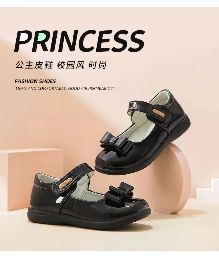 children's shoes for sale ULKNN Children's Flat Shoes For Girl  Kid Bowtie Shoes Baby Girl For Toddlers Princess School Shoe Pu Letter Party New Black leather girl in boots