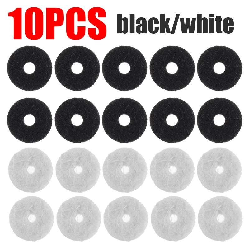 10pcs/set Black/White Felt Shoulder Strap Buttons Washers For Electric Guitar Bass Shoulder Strap Buttons Guitar Accessories