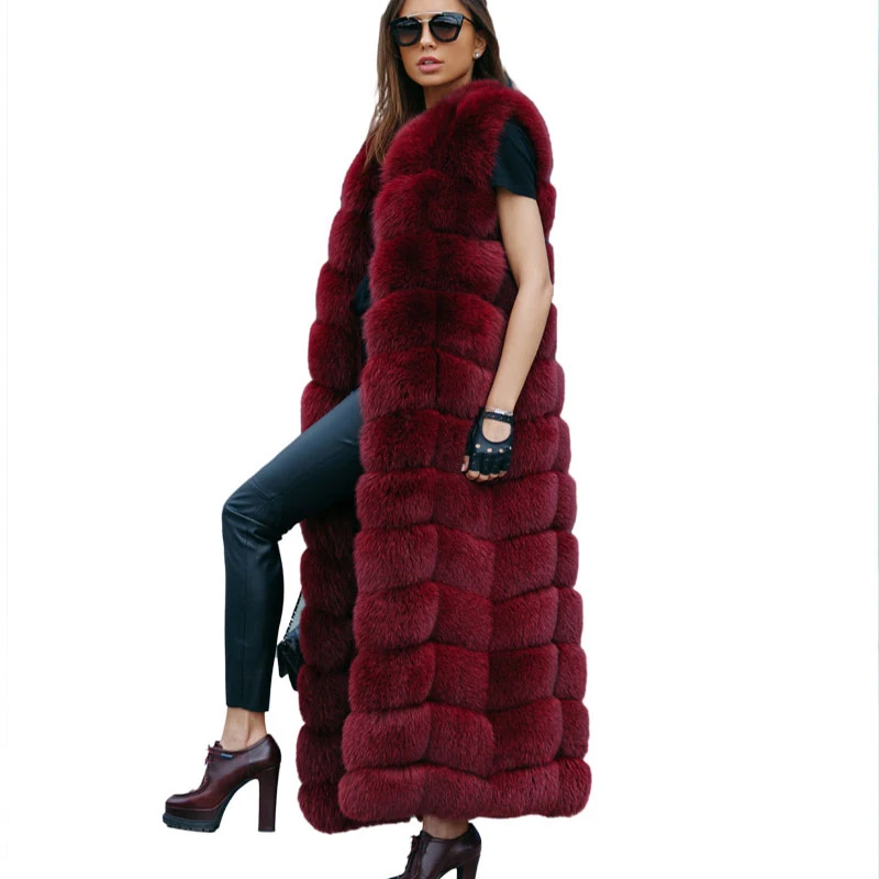zadorin luxo passos feminino falso pele de raposa colete peludo macio casaco de pele grosso quente vintage casaco streetwear