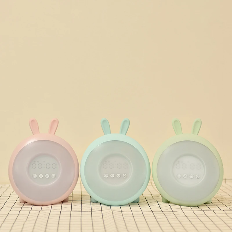 Bedroom LED Alarm Clocks Cartoon Sunrise Wake Up Lamp Student Sleeping Bedside Touch Alarm Clock