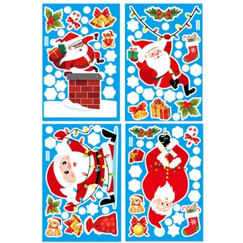 

4Pcs Creative Cute Christmas Durable Sticker Static Sticker Window Sticker for Shopwindow Party Christmas