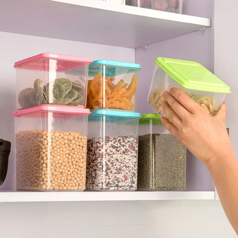 

Transparent food storage box small plastic kitchen covered Grains finishing box sealed tank refrigerator organizer bin mx3091128