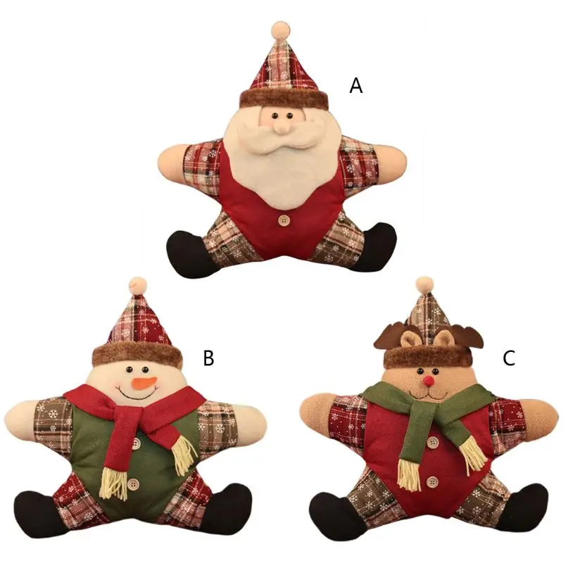Cute Cartoon Santa Claus Snowman Deer Pattern Pillow Soft Plush Warm Cushion for Home Sofa Car Seat Supplies Christmas Gifts