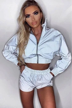 

Autumn Spring Woman Jackets Coat Reflective Women Basic Coats Bomber Jacket Biker Outwear Size S-XL