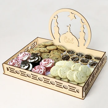 

Wooden Eid Ramadan Moon Party Serving Tableware Dessert Pastry Tray Display Holder Decor Ornament For Eid Parties Or Events