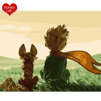 

DIY Picture by Numbers Princekin and Fox Little Prince Star Rose Coloring Picture Anime Painting Kits Gift for Kids Wall Decor