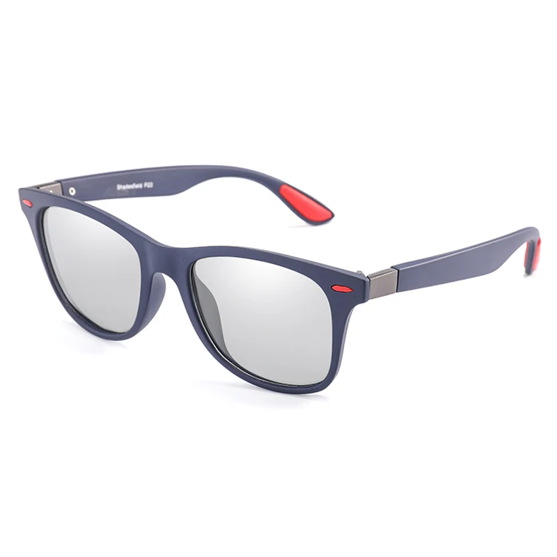Blue(Red) Бренд longkeader, фотохромные солнцезащитные очки для женщин, модные ретро поляризованные очки для мужчин, квадратная оправа, водительские солнцезащитные очки, UV400 - Цвет линз: Blue(Red)