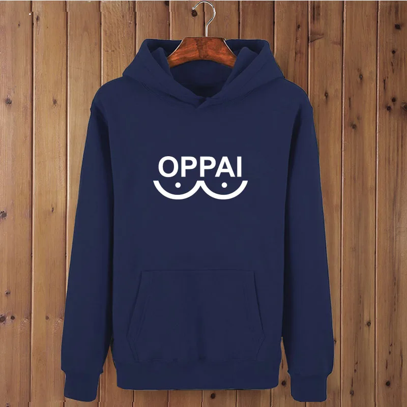 navy blue-W Модная Толстовка One Punch Man Hero Oppai, мужская толстовка с капюшоном на осень и зиму в стиле хип-хоп - Цвет: navy blue-W
